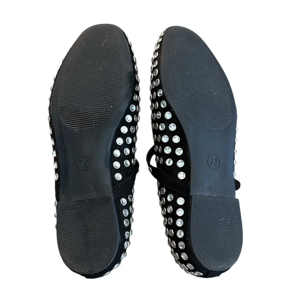 Target Issa Rhinestone Mary Jane Ballet Flats A New Day Black Silver Size 7.5